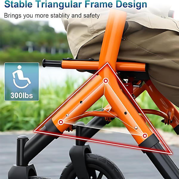 Folding Rollator Walker w/ Seat and Storage Bag