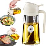 16.5oz Glass Oil Dispenser-Non-Drip Spray & Pour, Press Top
