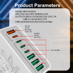 Ultra 150W 8-Port Charger:,4USB+4Type-C, QC5.0 Support