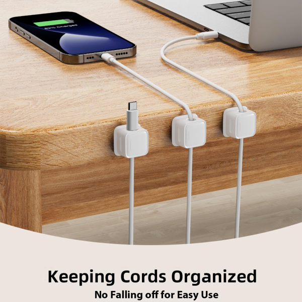 6PCS Magnetic Cable Clips – Desk & Phone Cord Organizer