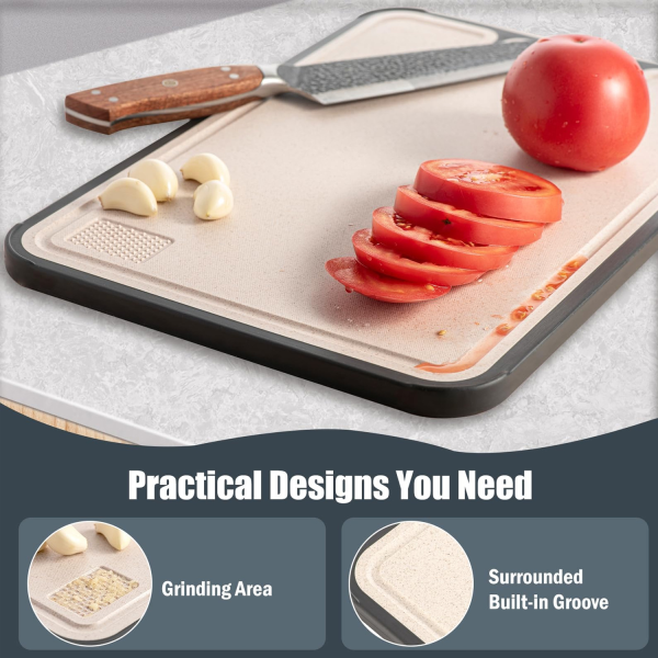Food-Grade Wheat Stainless Steel Cutting Board—Antibacterial