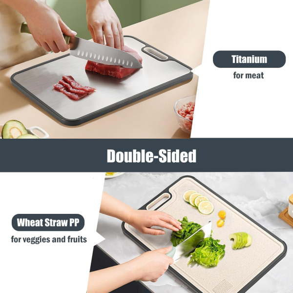 Food-Grade Wheat Stainless Steel Cutting Board—Antibacterial