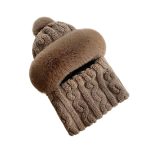 Windproof Plush Hat w/ Winter Neck Scarf Warmer