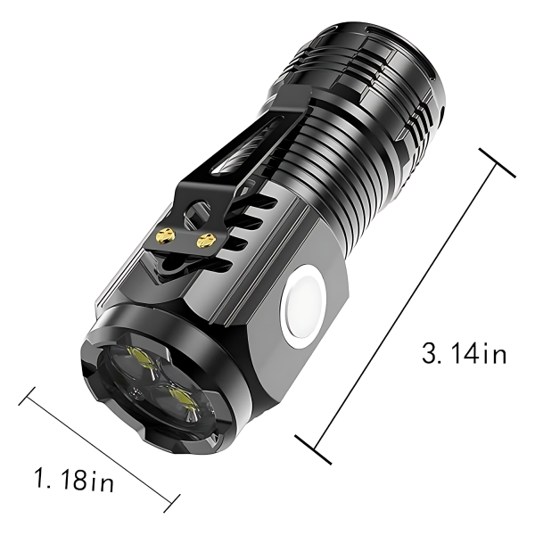 Three-Eyed Rechargeable LED Flashlight – Zoom & Magnetic