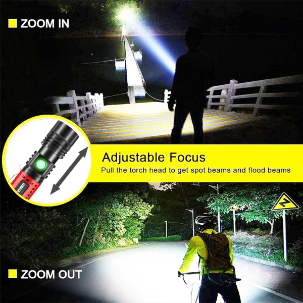 Multi-Function Zoom LED Flashlight – Compact & Rechargeable
