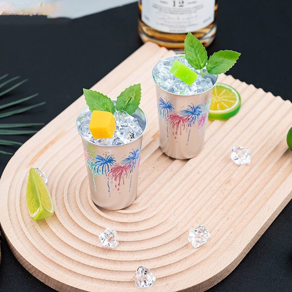 5oz Color-Changing Aluminum Cold Drink Cup – Firework Design