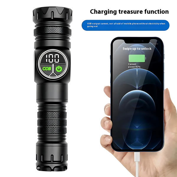 Adjustable Outdoor Aluminum Flashlight with Digital Display