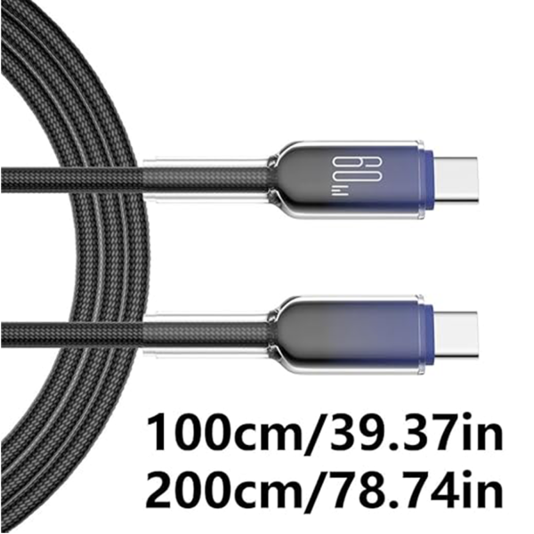 60W Fast Charging USB Type-C Cable – Ice Crystal Design
