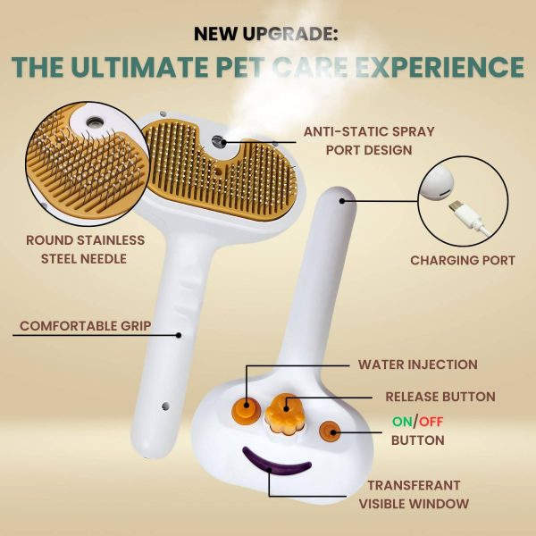 Steam Pet Brush – Spray Hair Removal Comb for Cats & Dogs