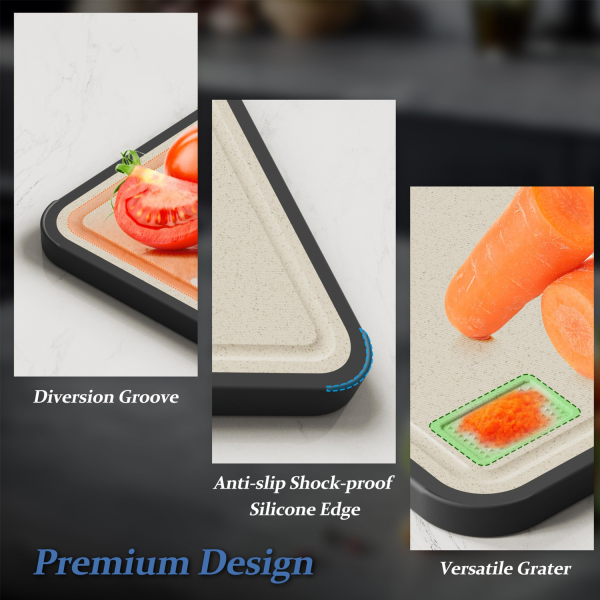 Food-Grade Wheat Stainless Steel Cutting Board—Antibacterial