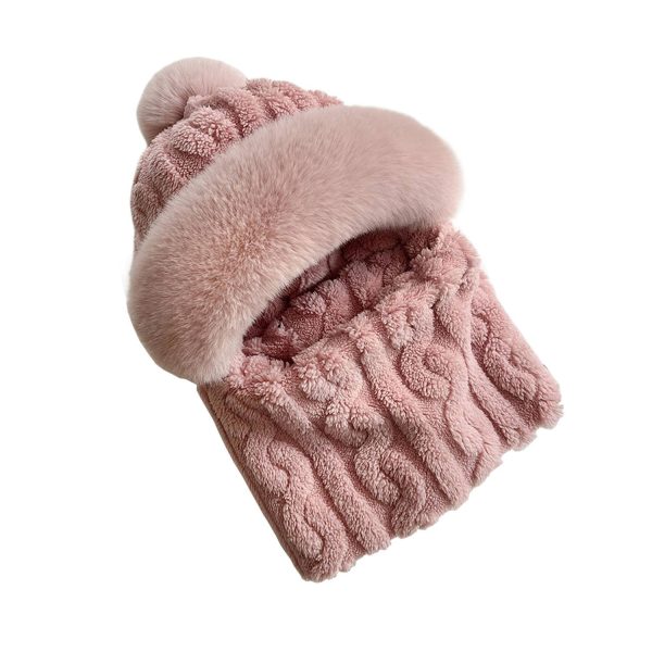 Windproof Plush Hat w/ Winter Neck Scarf Warmer