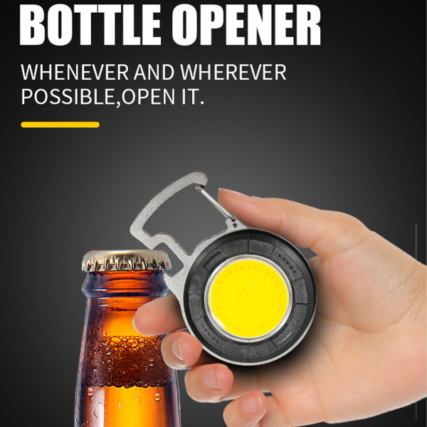 COB Rechargeable Keychain Flashlight with Bottle Opener