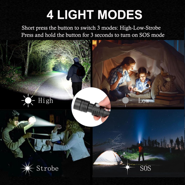 Multi-Function Zoom LED Flashlight – Compact & Rechargeable