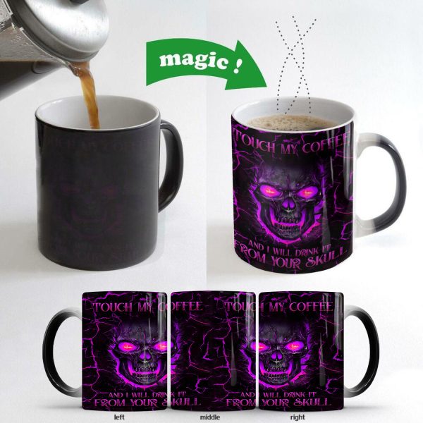 13oz Heat Sensitive Color Changing Ceramic Skull Design Mug