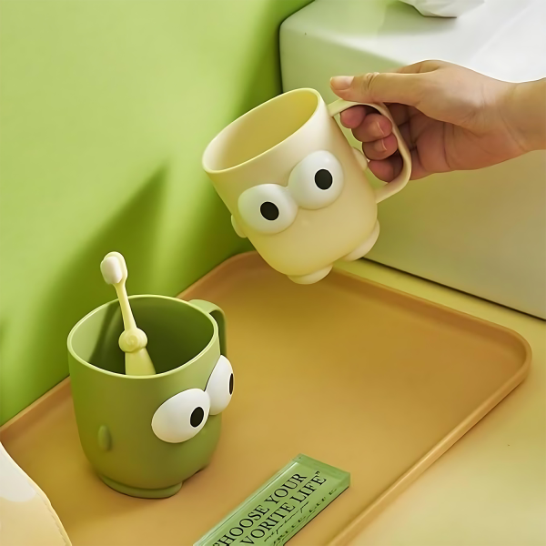 16oz Cute Big-eyed Household Mouthwash Cup with Handle