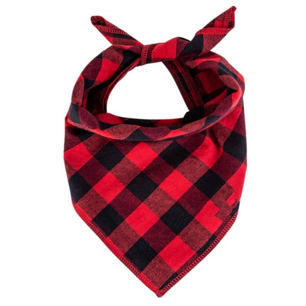 Plaid Polyester Dog Bandana — Large Bib Design for Pet