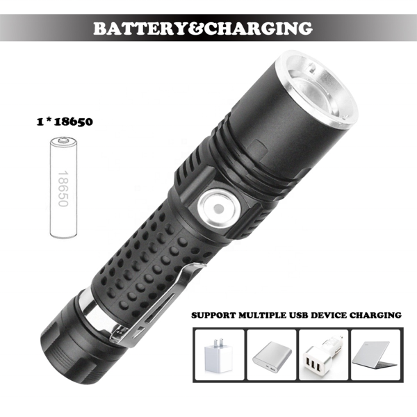 Multi-Function Zoom LED Flashlight – Compact & Rechargeable