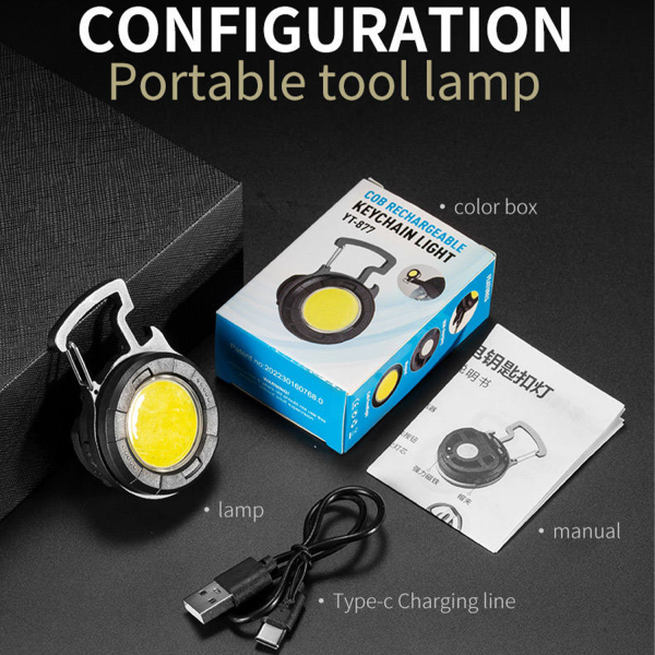COB Rechargeable Keychain Flashlight with Bottle Opener