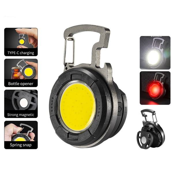 COB Rechargeable Keychain Flashlight with Bottle Opener