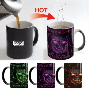 13oz Heat Sensitive Color Changing Ceramic Skull Design Mug
