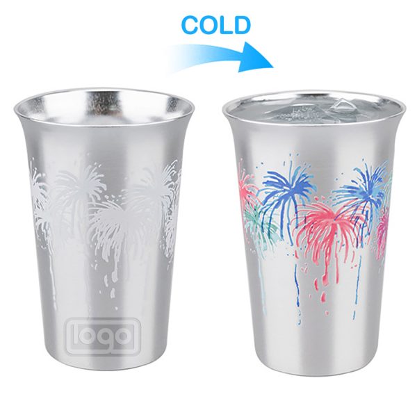 5oz Color-Changing Aluminum Cold Drink Cup – Firework Design