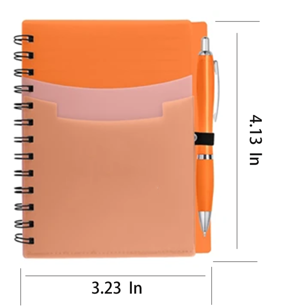 Tri-Pocket PP Coil Notebook with Satin Pen – Lined Pages