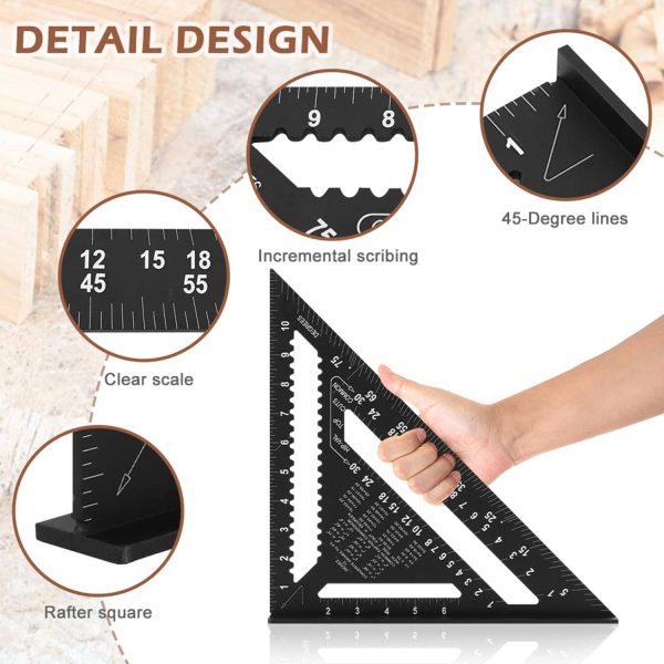 7 Inch Aluminum Triangle Ruler-Metric & Imperial Scale